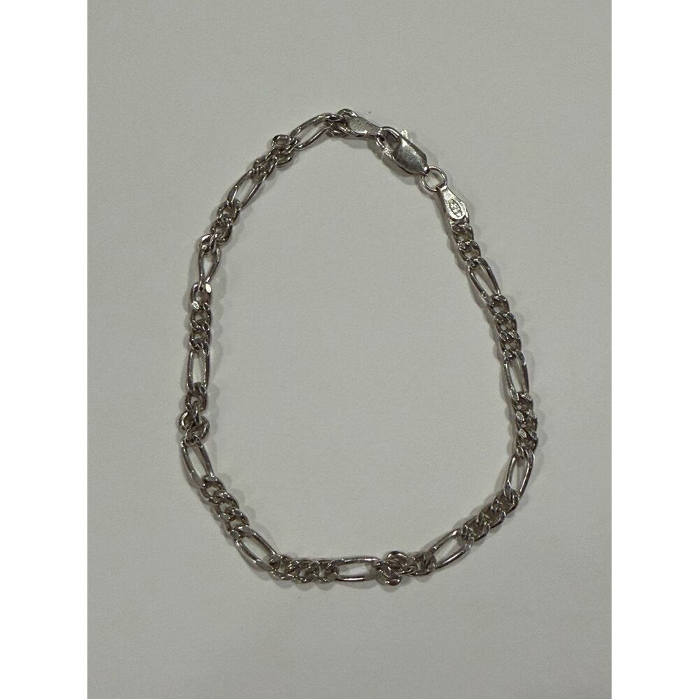 Sterling Silver 925 Figaro Bracelet Good For Charms